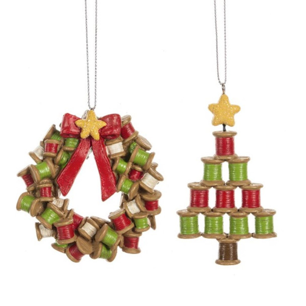 Thread Spool Tree & Wreath Ornaments