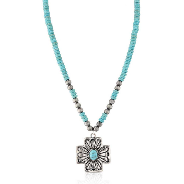 Petaled Turquoise Beaded Attitude Necklace