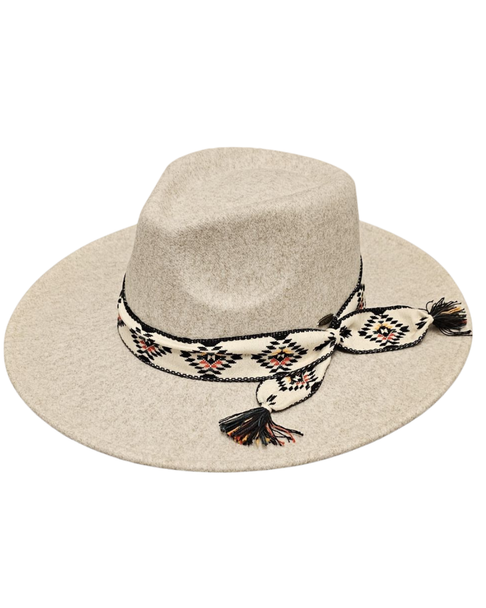 Aztec Trim Band  Fabric Panama Hat