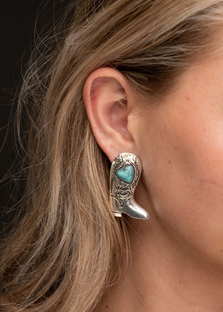 Turquoise and Silver The Franklin Earring