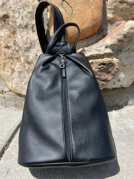 Black Pleated Sling Backpack