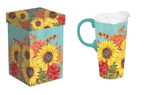 Sunflower Ceramic Travel Mug