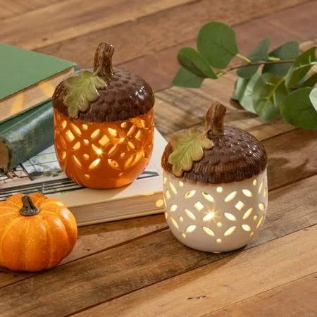 LED Ceramic Acorn Table Décor Set