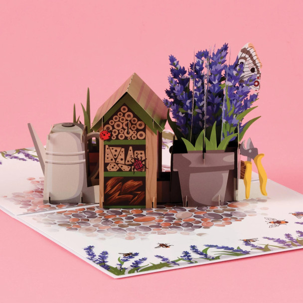 Lavender Garden Paper Pop up Card
