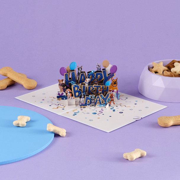 Happy Birthday With Dogs Paper Pop Up Card