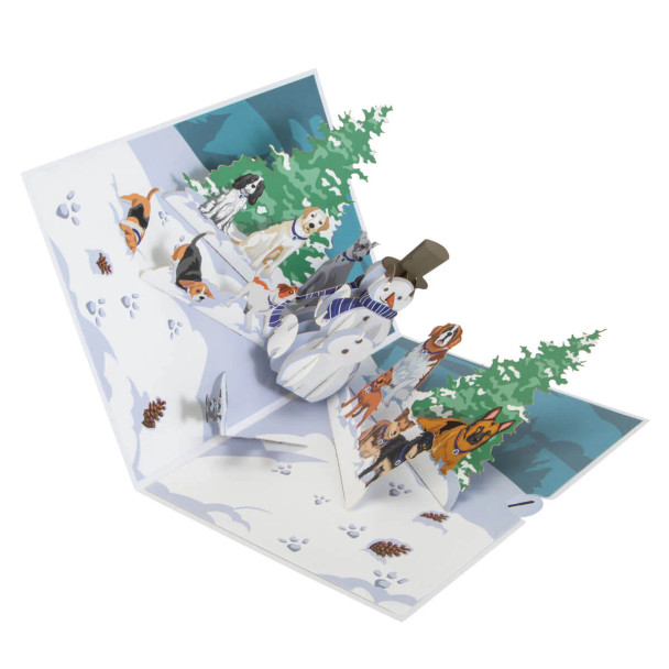 Christmas Dogs Paper Pop Up Card