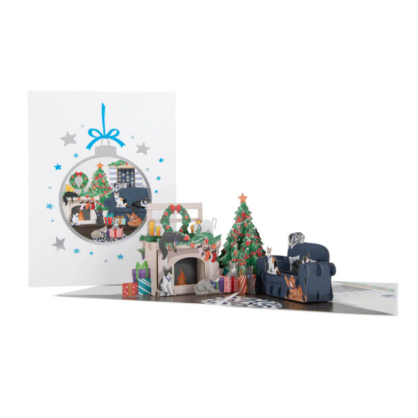 Christmas Cats Paper Pop Up Card