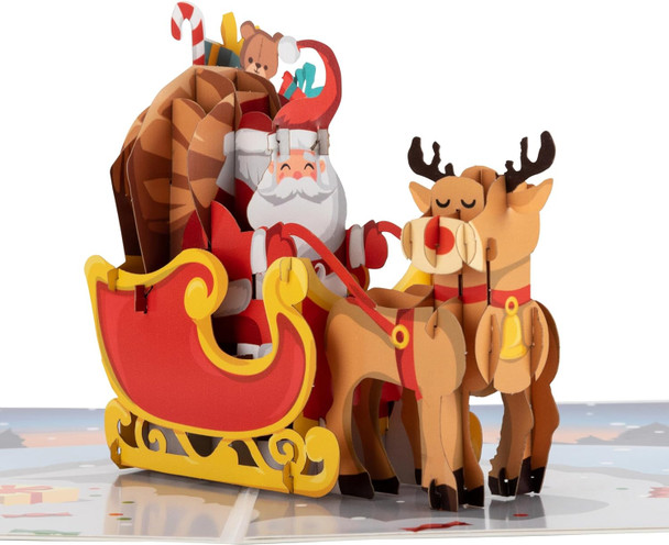 Santa Sleigh Paper Pop up Card