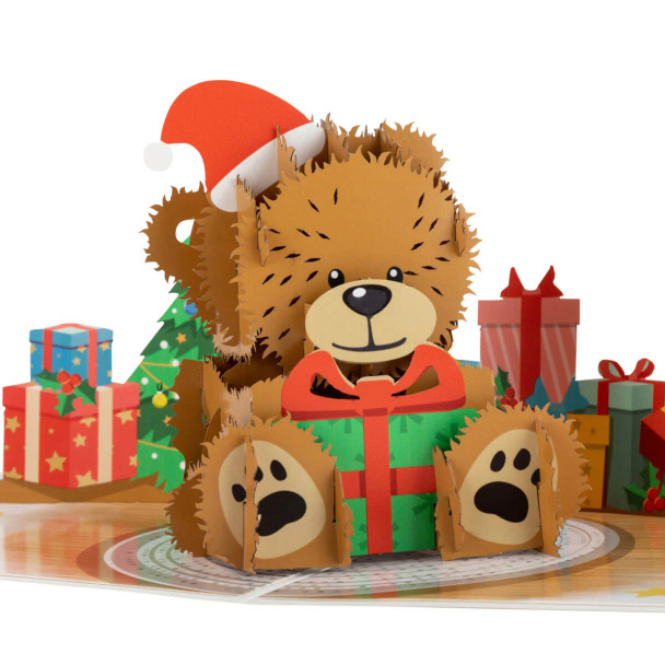 Santa Bear Paper Pop Up Card