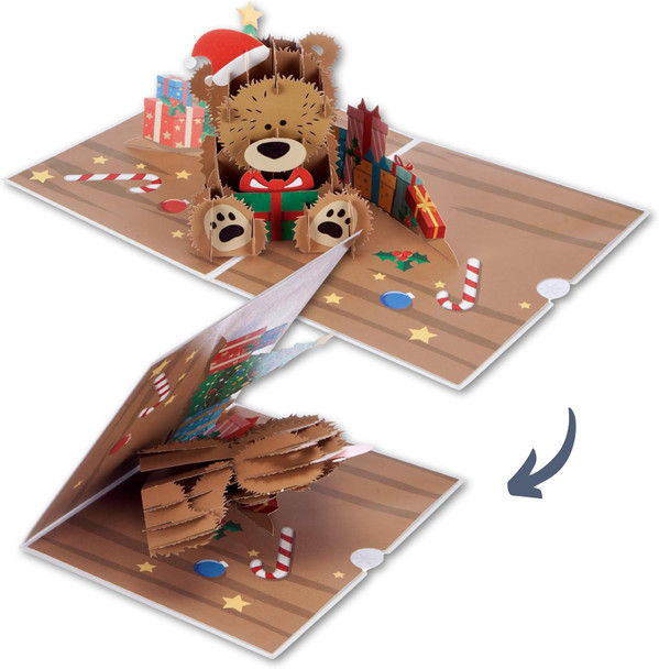 Santa Bear Paper Pop Up Card