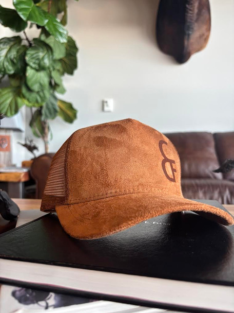 Etched Brown Suede Brand Hat