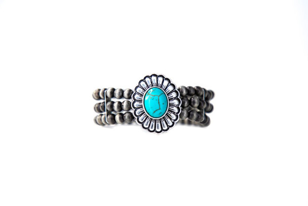 3 Strand Navajo Pearl Bracelet with Turquoise Concho