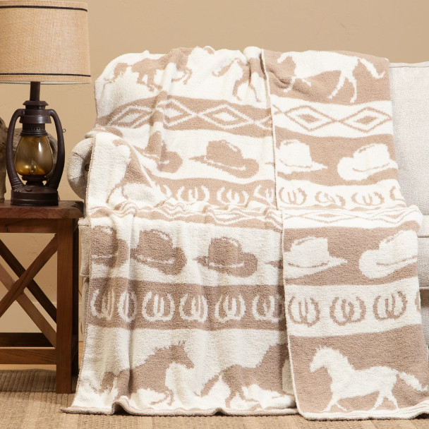 Wrangler Tan Rodeo Stretchy Throw
