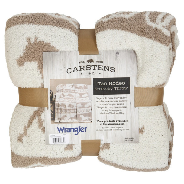 Wrangler Tan Rodeo Stretchy Throw