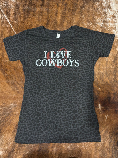 'I Love Cowboys' Leopard Print T-shirt