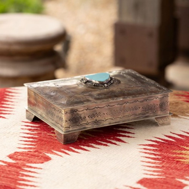 Stamped Bible Box with Turquoise