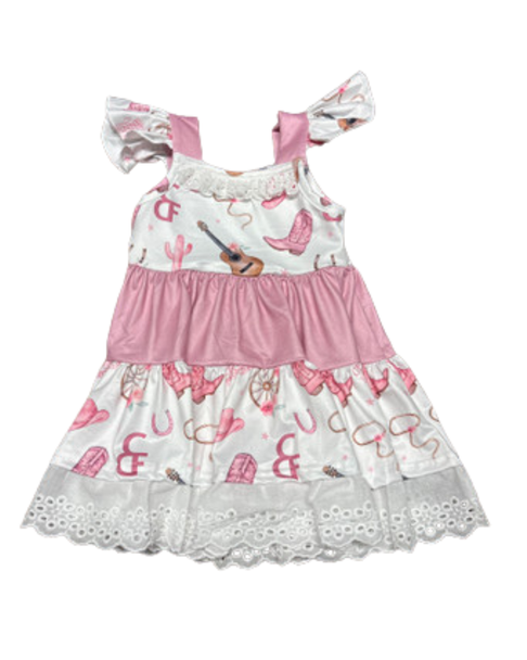 Children's White and Pink Ruffle Dress