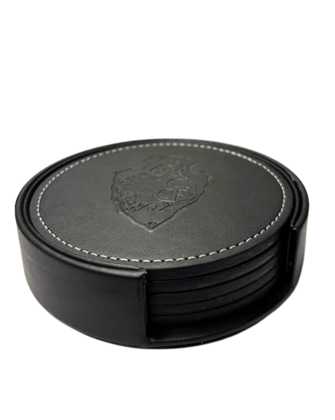 Black Leather Arrowhead Coaster Set