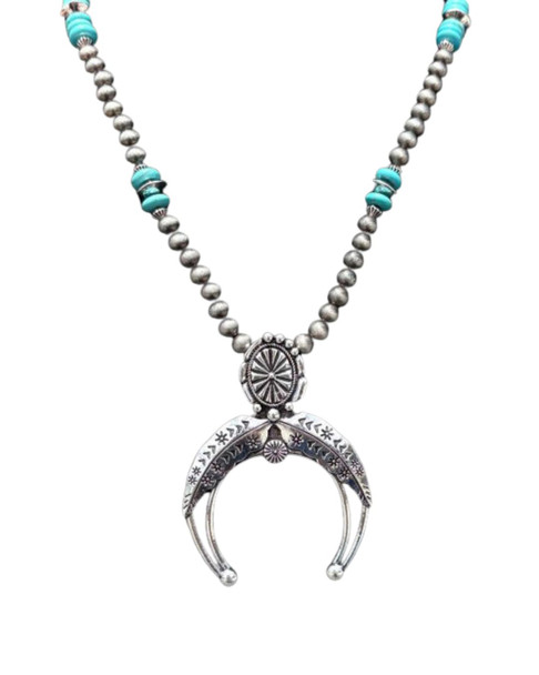 Silver & Turquoise Squash Blossom Necklace