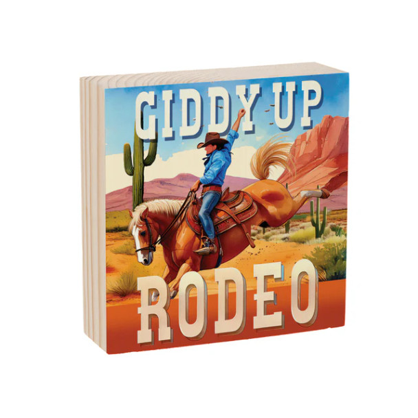Southwest Rodeo Sign Wood Block