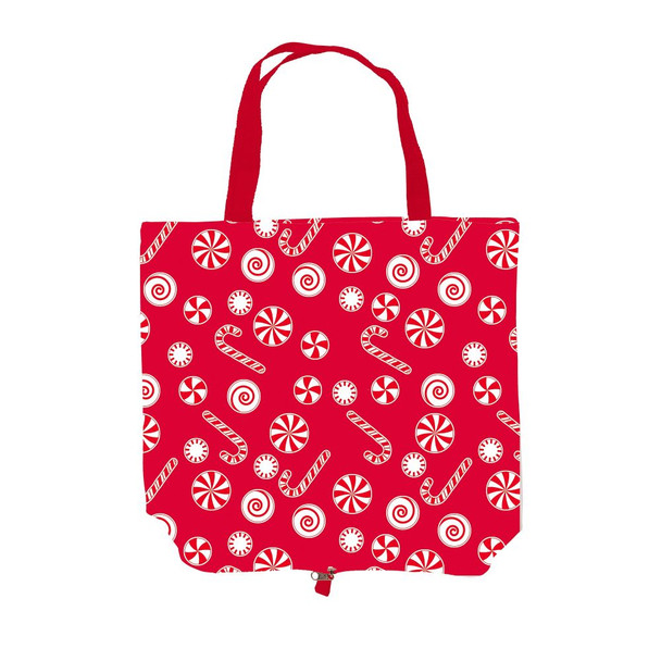 Candy Cane Foldable Compact Tote Bag