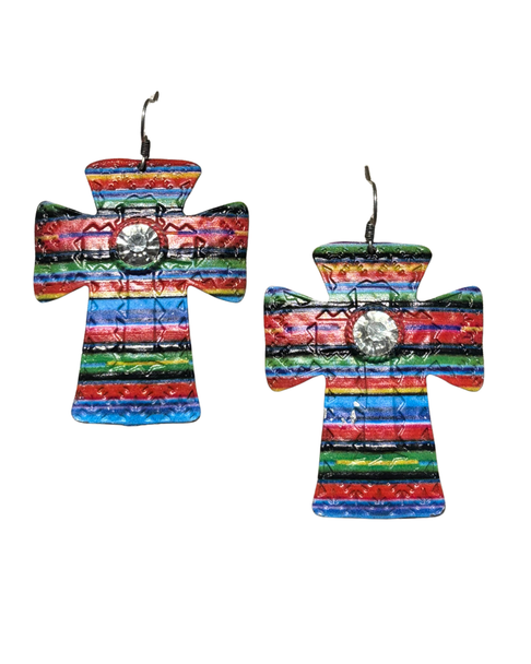 Serape Cross Earrings