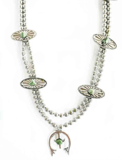 Silver Squash Blossom Turquoise Necklace