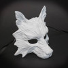 white wolf mask, unpainted mask, white mask. Masquerade mask for masquerade ball, mask for masquerade ball. animal mask.