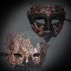 Metal masquerade masks in rose gold are beautiful. Filigree metal is a light weight metal that is comfortable to be worn all night long and so easy to clean!