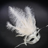 White Feather Masquerade Mask Silver/White