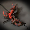 Beautiful masquerade mask with feathers in red.
