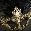 Masquerade Mask | Masquerade Mask with Feathers  M8339 (black/gold)