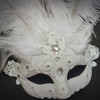Masquerade Mask | Masquerade Mask with Feathers  M8339 (white)