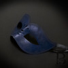 Couple's masquerade masks for prom. Blue prom dress for masquerade prom party.