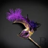 Venetian Feather Stick Masquerade Mask, Stick Masquerade Masks, Mardi Gras Gold Purple Masquerade Ball Mask