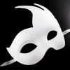 White masque, white mask with a flare to the side, the flare looks like waves of fire, One eye skull mask, skull mask, scary skull mask, scary halloween costume, scary mask, spooky mask, blank white mask, masque, unpainted white mask, DIY mask, DIY masquerade mask, white mask, unpainted, Christian Grey mask, white masque, half face mask, white masquerade mask, men's masquerade mask, unisex mask, phantom masquerade mask, phantom mask, white phantom mask, phantom of the opera mask