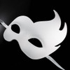 White masque, white mask with a flare to the side, the flare looks like waves of fire, One eye skull mask, skull mask, scary skull mask, scary halloween costume, scary mask, spooky mask, blank white mask, masque, unpainted white mask, DIY mask, DIY masquerade mask, white mask, unpainted, Christian Grey mask, white masque, half face mask, white masquerade mask, men's masquerade mask, unisex mask, phantom masquerade mask, phantom mask, white phantom mask, phantom of the opera mask