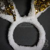 Party Ears and Headbands | White Rabbit Bunny Ears Gold and Silver Sequins