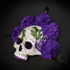 Purple day of the dead party mask, dia de los muertos mask, day of the dead masquerade mask, sugar skull masquerade mask