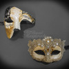 Black musical ivory Couple's masquerade masks and matching masquerade masks for prom.
