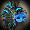 Blue feather masquerade masks, carnival masquerade mask, mardi gras party masks, mardi gras masquerade masks