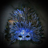 large feather masquerade masks, blue feather masquerade mask, large feather mask, carnival masquerade mask, mardi gras party masks, mardi gras masquerade masks