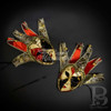 Couple's Venetian jester mask, masquerade jester  costume ball mask, gold red black jester masquerade mask