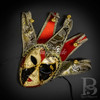 Couple's Venetian jester mask, masquerade jester  costume ball mask, gold red black jester masquerade mask