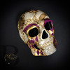 purple skull masquerade masks, purple masquerade mask, gold masquerade mask, skull mask, skull masquerade mask