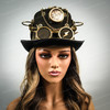 Gold steampunk captain hat hatter with goggles, Burning man outfit, burning man, edc outfit. 