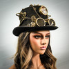 Gold steampunk captain hat hatter with goggles, Burning man outfit, burning man, edc outfit. 