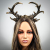 antler headband, antler headdress, antlers horns headband, It's okay to not be okay deer costume horns, cosplay horns, cosplay costumes, cosplay ram horns, jesters horns, cosplayers, comic con costumes, comic con.