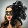 black and gold face mask, feather masquerade mask, masquerade masks, masquerade mask, black and gold masquerade mask, great gatsby mask outfit.