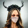antler headband, glitter face mask, antler headdress, antlers horns headband, It's okay to not be okay deer costume horns, cosplay horns, cosplay costumes, cosplay ram horns, jesters horns, cosplayers, comic con costumes, comic con.
